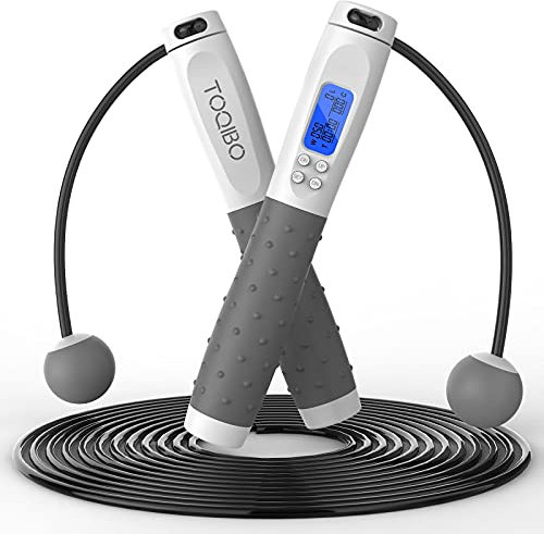 TOQIBO Corda per saltare senza fili digitale regolabile con contatore di calorie per esercizio e corpo di costruzione, adatta per fitness, perdita di grasso, palestra