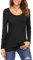 Florboom Long T Shirts for Women Autumn Casual Slim Fit Top Tee Black 18 20