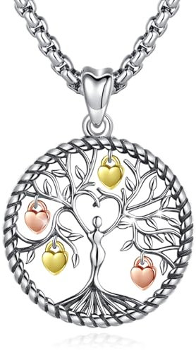 Eusense Kette Lebensbaum, Baum des Lebens Anhänger, 925 Sterling Silber Schmuck für Damen Mädchen