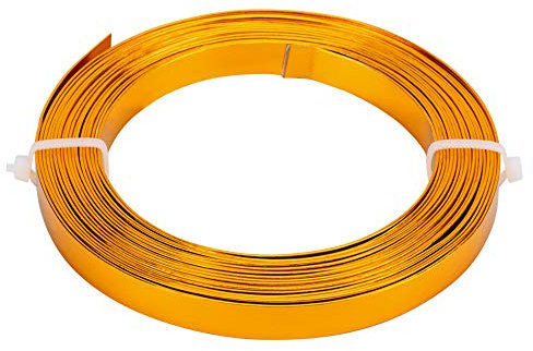 BENECREAT 5m Filo Piatto in Alluminio Filo per Gioielli Largo 10mm Accessori Artigianali in Metallo - Oro Scuro