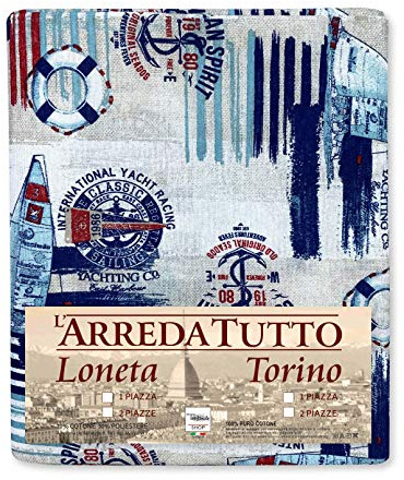 Tex family Telo ARREDO copritutto Gran Foulard COPRILETTO copridivano Tessuto LONETA (Vela Blu - 2 PIAZZE)