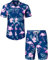 J.VER Doux Chemise boutonnée, A-Bleu-Flamant Rose, S Homme