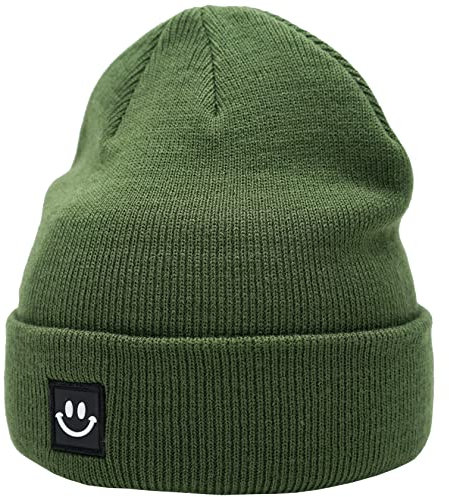 55cube Skull Cap Beanie für Damen und Herren, Solide Olivgrün, Einheitsgröße