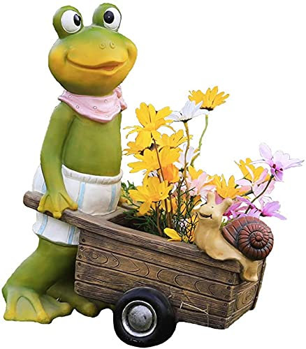 GXBCS Pflanzkübel Blumentöpfe Übertopf Kreative Gartendekoration Blumentopf Ornamente Cartoon Frosch Harz Handwerk Gartenboden Ornamente 928
