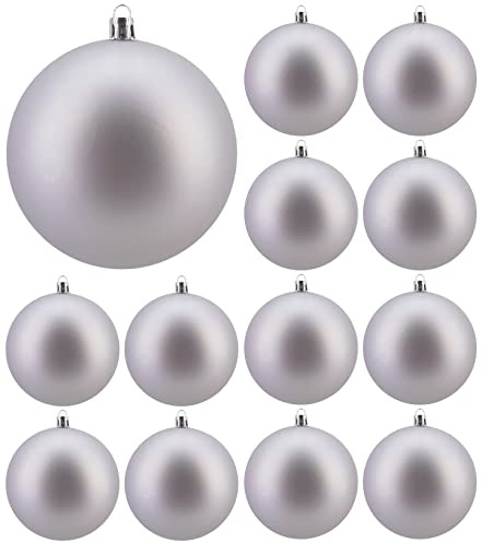 My-goodbuy24 Weihnachtskugeln 12 Stück - Christbaumkugeln - bruchsicher und stoßfester - Christbaumschmuck Ø 10cm Baumschmuck Weihnachten Deko - Silber matt