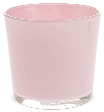 matches21 Glastopf Pflanzgefäß Teelichtglas Topf rund Übertopf Pflanztopf Blumentopf Glas rosa 1 STK 11,5x11 cm