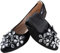 MACHSWON Women's Ballet Flats Slip on Ballerina Pumps Dolly Shoes Portable Ladies Formal Comfort Sparkly Rhinestone Pointed Toe Flats Pumps Wedding Shoes for Bride(Black, Size 9)