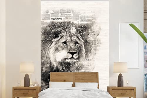 MuchoWow Papier peint Lion - Journal - Fumée Papier peint photo 155x240 cm Papier peint imprimé