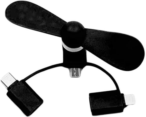 Mini ventilatore portatile 3 in 1 USB per casa, viaggi, ufficio, mini ventola per cellulare, portatile, durevole, nero, utile e pratico
