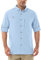 Outdoor Ventures Men's Long Sleeve Safari Shirt UV Protection Hiking Shirts Quick Drying Roll-Up Button Down Shirts with 3 Pockets for Walking Fishing Light Blue XL