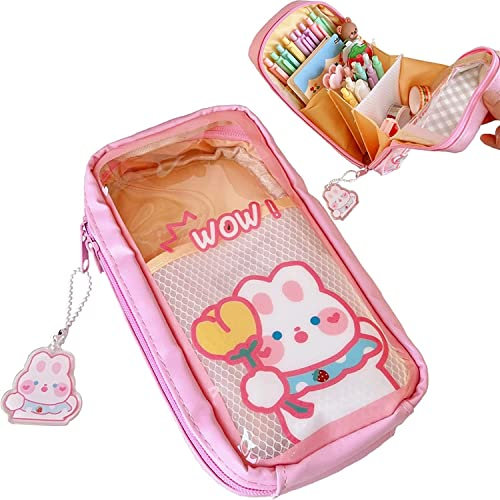 LILOVE Kawaii Federmäppchen – niedliches Federmäppchen, ästhetisch für Mädchen, große Kapazität, Stiftebeutel, robuste Tasche, Schulbedarf für Teenager-Mädchen – kann 60 + Stifte halten-F4Kaninchen