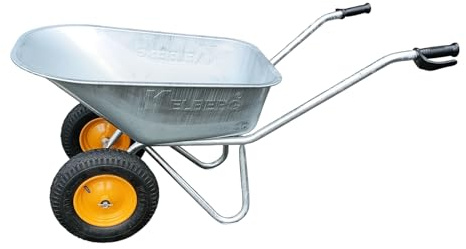 Kelberg Schubkarre Agro 130L – 2-Rad – verzinkte Stahlmulde – stabile BAU-Schubkarre – 200 kg Traglast – für Garten, Hof & Baustelle 400-8 4PR Rad