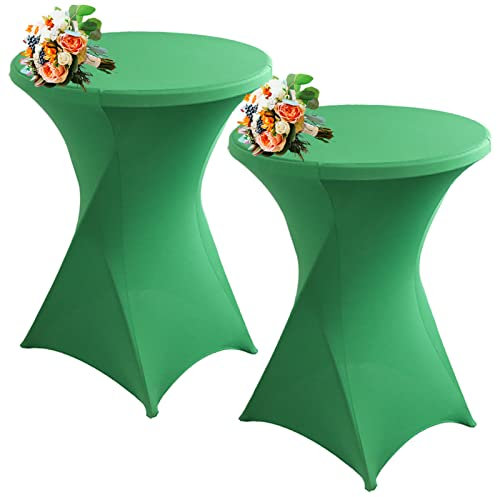 Strech Husse Für Stehtische Ø 60/80cm – Strechüberzug Tischhusse Für Bistrotische – Cocktail Tischdecken Stehtischhusse Für Hochzeit,Geburtstag,Taufe Etc (2Pcs-80cm,Dark Green)
