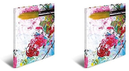 HERMA 19229 Sammelmappen A3 Impressionen Farben, 3 Stück, Kinder Eckspanner-Mappen aus Pappe mit Innendruck & Gummizug, stabiles Einschlagmappen Set aus Karton für Jungen & Mädchen (Packung mit 2)