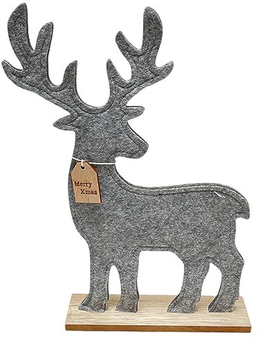 Dadeldo Living & Lifestyle Hirsch Dekofigur Weihnachtsdeko Filz grau 40cm