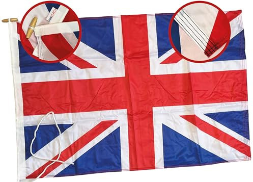 NWFlags Union Jack Flag 150gsm Nylon Rope & Toggle 3ft x 2ft for Professional Flagpole…