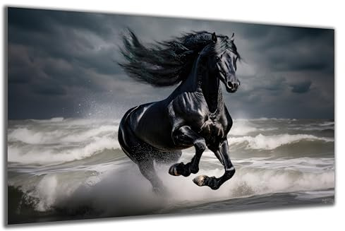 DARO Design - Wand-Bild auf 6mm HDF 84x56 cm schwarzes Pferd - Wand-Deko Bilder Geschenk