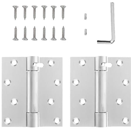 Eontab 4 inch Self-Closing Door Hinges Stainless Steel Heavy Duty Spring Hinges 4inch Stainless Steel Mortise Spring Hinges with Mounting Screwdriver Hardware (2 Pack)