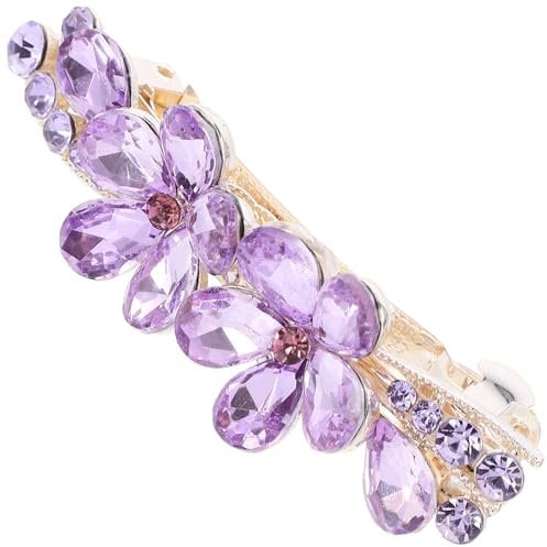 FRCOLOR Purple Rhinestone Flower Hair Clips Rhinestone Hair Barrette Clip Luxury Jewelry Design Hairpin 