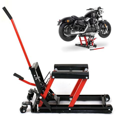 Loobiiny Sollevatore Moto 680kg Carico Sollevatore Idraulico 75 * 35 * 15cm Cavalletto Moto Centrale Supporto di Montaggio Pieghevole per L'Uso in Officina
