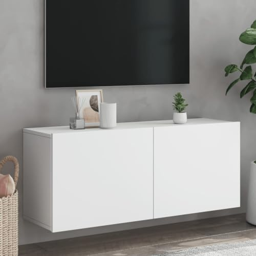 NITCA Mobile TV a Parete Moderno, Sospeso Pnesile da Muro, Mobiletto Bianco 100x30x41 cm
