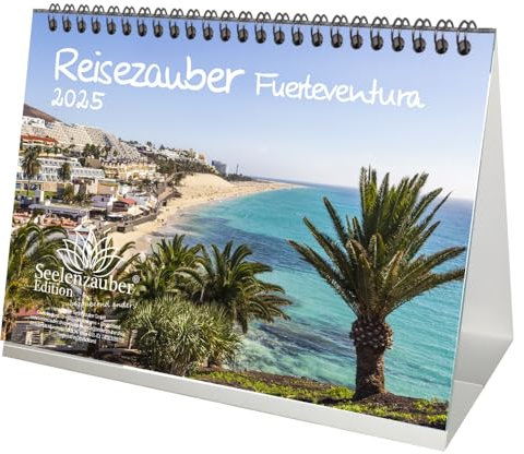 Reisezauber Fuerteventura DIN A5 Tischkalender für 2025 Kanaren Urlaub Spanien - Inhalt: 1x Kalender, 1x Weihnachtskarte (insgesamt 2 Teile)