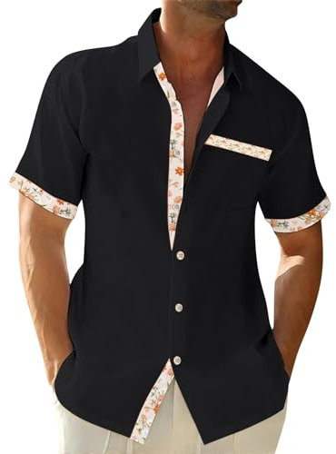 Short Sleeved Shirts for Men Linen Shirts for Men Mens+Linen+Shirts Mens Linen Shirts Mens Short Sleeve Shirts Linen Shirt Men Short Sleeve Summer Short Sleeve Shirts for Black L