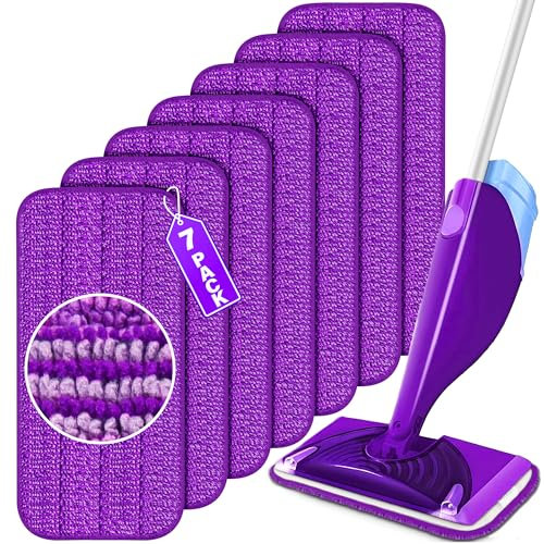 7 PACK Reusable Mop Pads for Flash Powermop, Microfiber Pads Refills Machine Washable Up to 100+ Times Wet Dry Use for Floor Cleaning Suitable for All Floor Types