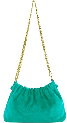 modamoda de - T259 - Mini Umhängetasche X-Small aus ital. Leder, Farbe:Wildleder Türkis