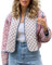 Loalirando Veste Doudoune Femme Imprimée Florale à Manches Longues Blouson Manteau Court Mi Saison Chaud (Rose, S)