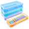 4 Stück Stiftebox mit Deckel Plastik, Stapelbar Stifte Organizer Box Durchsichtig, Stifte Aufbewahrungsbox Bunte, Sortierbox Stifte, Schreibtisch Stifteboxen für Schreibwaren Zeichengeräte Malpinsel