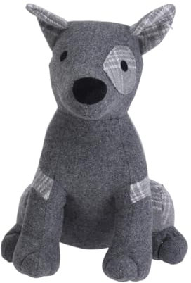 Fabric Animal Door Stop Stopper Home Office Stuffed Filled Heavy Novelty Decoration Doorstop (Patch Dog Dark Grey)