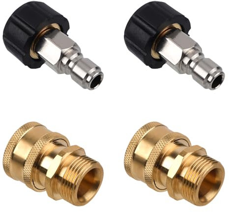 Gosknor 4pcs Quick Connect Pressure Washer Fittings, M22-14mm to 3/8 Inch Pressure Washer Adapter Pressure Washer Swivel Quick Connect Hose Fittings Quick Disconnect Kit for Power Washer Hose Pump