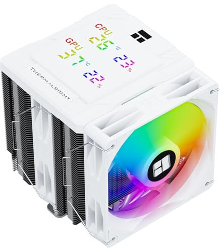 Thermalright Peerless Assassin 120 Digital ARGB White - Refrigerador de CPU con doble torre y ventiladores dobles, cubierta de pantalla digital para AM4/AM5, Intel LGA1851/1700/115X/1200