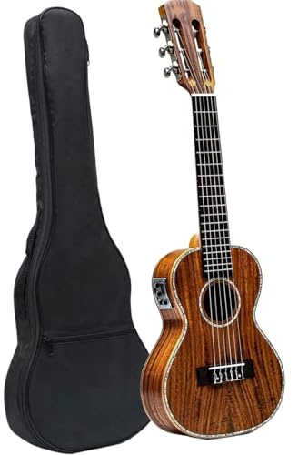 28 Zoll Akustik 6 Saiten E-Gitarre Ukulele Mini Travel Guitarlele KOA Holz Ukulele Mit Gigbag Ukulele Set