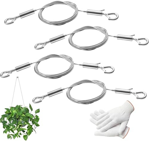 Adjustable Picture Hanging Wire, 4PCS Mirror Hanging Wire 1m x1.5mm | Stainless Steel Heavy Duty Hanging Rope with Work Gloves for Hanging Pictures Mirrors Light Lamp Artwork