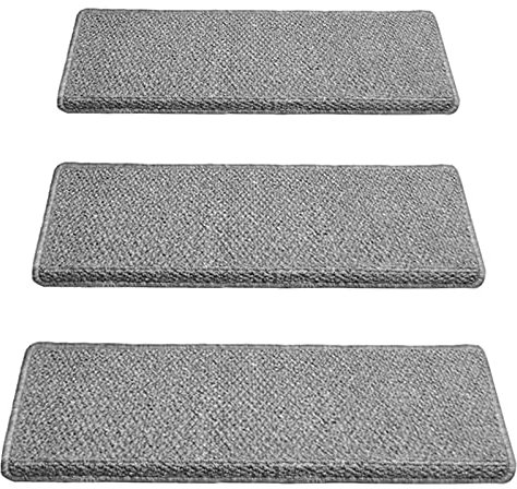 Rutschfeste Stufenmatten für den Innenbereich, Sisal-Teppichläufer für Holzstufen, weich und bequem, wiederverwendbar, selbstklebend, grau, ideal für Kinder, ältere Menschen und Haustiere