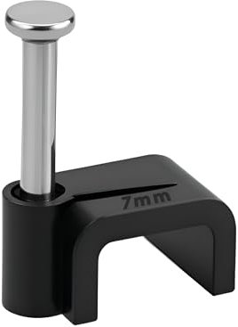 REULIN 100+ Pack Of 7mm Flat Cable Clips for Outdoor and Indoor Use, Wire Management Nail Clips (Black, 7 mm - Flat)