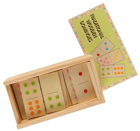 Laroal 28-teiliges Domino-Set aus Holz mit Aufbewahrungsbox, Domino-Set, pädagogisches Zahlen-Matching-Domino-Spiel
