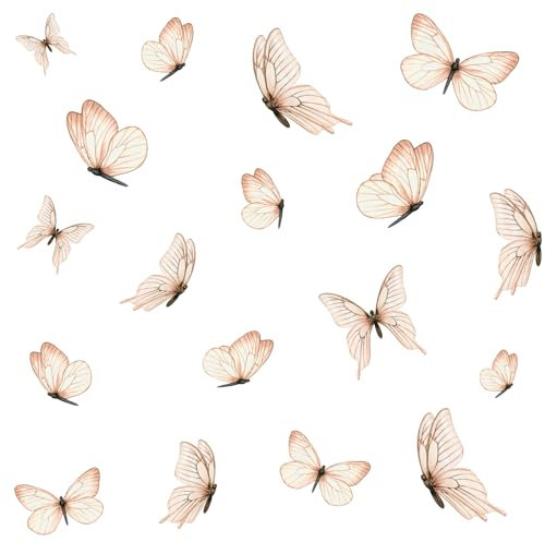 Wandaufkleber Set 18 Schmetterlinge auf 3 Din A4 Bögen Wandsticker für Kinderzimmer Wohnzimmer Deko Aufkleber Wandtattoo selbstklebend Y060 (Nr. 8 Beige)