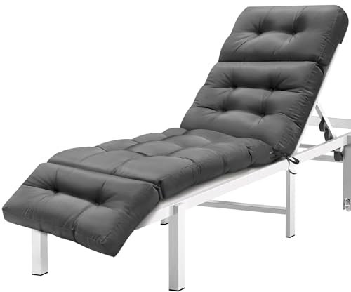 AS AWESLING Outdoor Sitzkissen für Sonnenliegen- Wasserdichtes Gartenkissen mit zerkleinertem Schaumstoff, verstellbaren Haltegurten- Sitzauflage Sonnenliegen, Balkonmöbel und Poolbereich (Anthrazit)