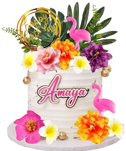 dessus de gâteau flamant rose tropical décorations pour gâteaux luau décor de gâteau hawaïen décor de plage décorations pour anniversaire babyshower bridal shower mariage