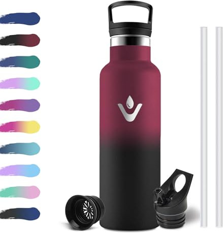 Bouteille Isotherme 500ml, Gourde Enfant avec Paille, Acier Inoxydable isolé sous Vide, Anti-Fuite, Bouteilles sans BPA, Réutilisable, Gourde Inox pour Camping, Bureau, Gym, l'école, Randonnée