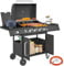 Outsunny Gasgrill 15,2 KW Grillwagen inkl 5 Edelstahl-Brenner Rolle Seitenkocher Druckminderer Gasschlauch Deckel Thermometer Seitenablagen, BBQ Gartengrill für Balkon, Grill 129,5 x 56 x 110 cm