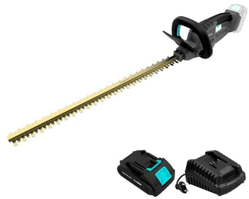 Cecotec Tagliasiepi a Batteria Lame al Titanio TitaniumSword 6100 XL Freemove. Lame al Titanio Laser. 61cm. Batteria 21V. Motore Brushless. Doppia Sicurezza. Taglio Rami