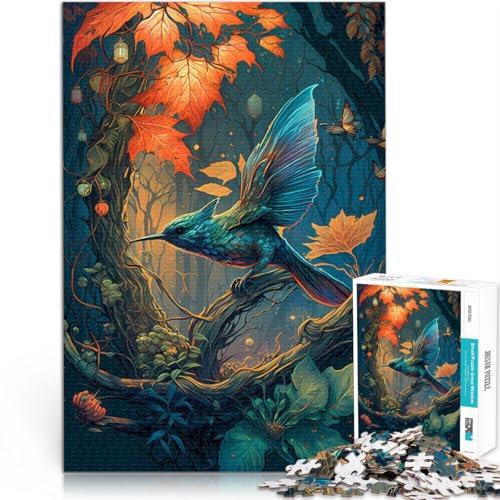 Quizspiel Herbstwaldkolibri 1000-teilige Puzzles für Erwachsene 26x38cm Geeignet für die Schreibtischdekoration für 14+