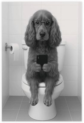 UTGN Poster auf Leinwand, Motiv: Cocker Spaniel auf Toilette, Wandkunstdruck, Bild, Gemälde, 30 x 45 cm