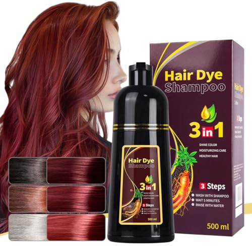 3 In 1 Schwarzes Instant-haarfärbeshampoo, Schnelles Färben Der Haare, Schwarzes Instant-haarfärbeshampoo Für Graues Haar, 500ml Einfaches Haarfärbeshampoo Für Männer & Frauen (Wine red)