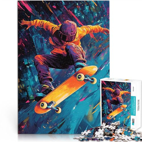 Skateboarder in Bewegung Puzzle für Erwachsene mit 1000 Teilen Familienspaß Wanddekoration Einzigartige Geburtstags 38x26cm