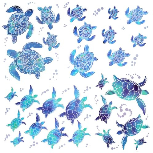 WLLHYF Meeresschildkröten Wandtattoo Vinyl-Wandaufkleber Wasserdicht Wanddekoration Badezimmer Dekoration für Zuhause, Büro, Kinderzimmer, Badezimmer (27 Stück)